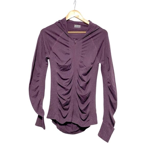 Athleta Seamless Shimmer Purple & Silver Full Zip Hoodie Size Medium - Picture 1 of 9